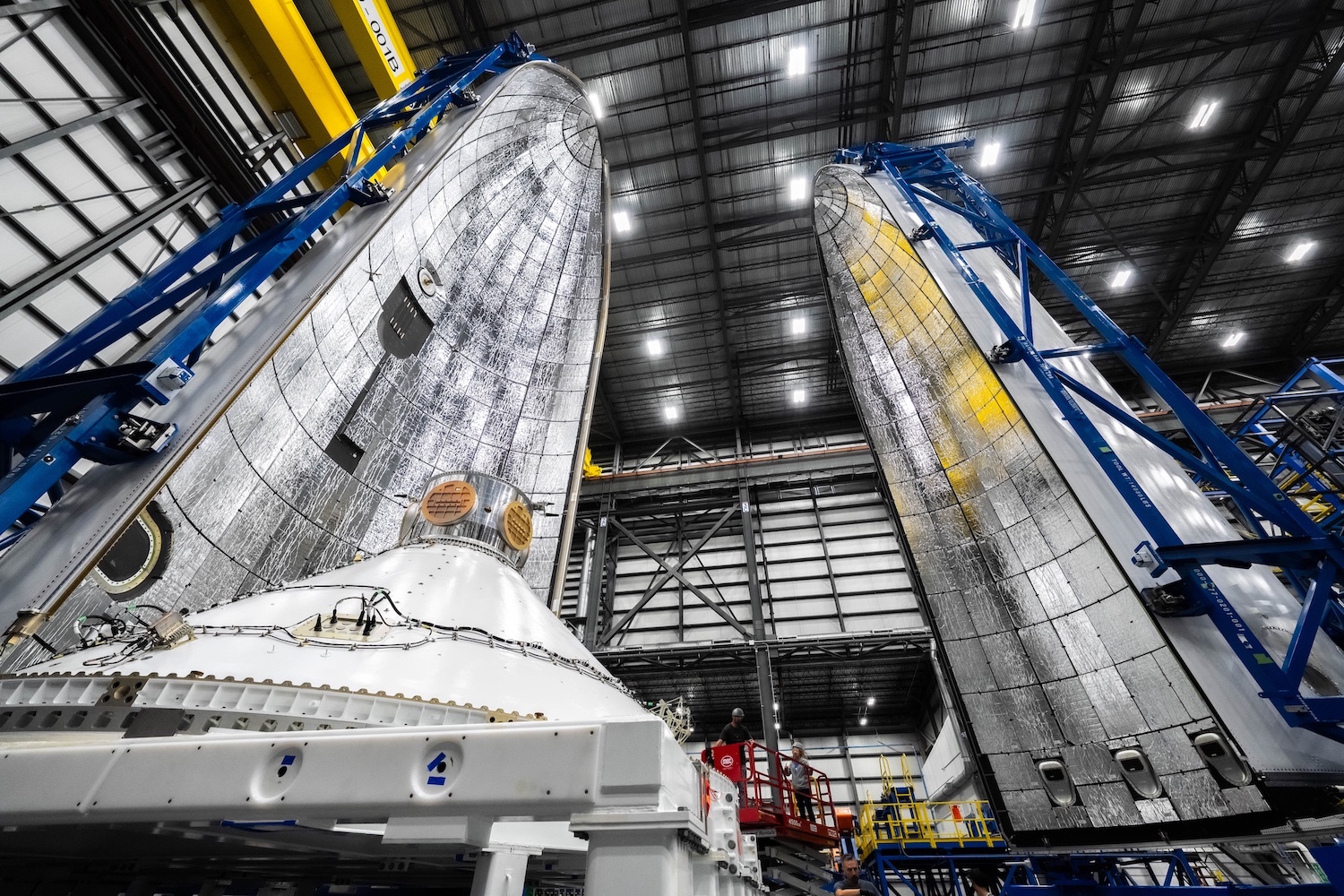 Blue Ring Pathfinder being encapsulated for New Glenn's first mission